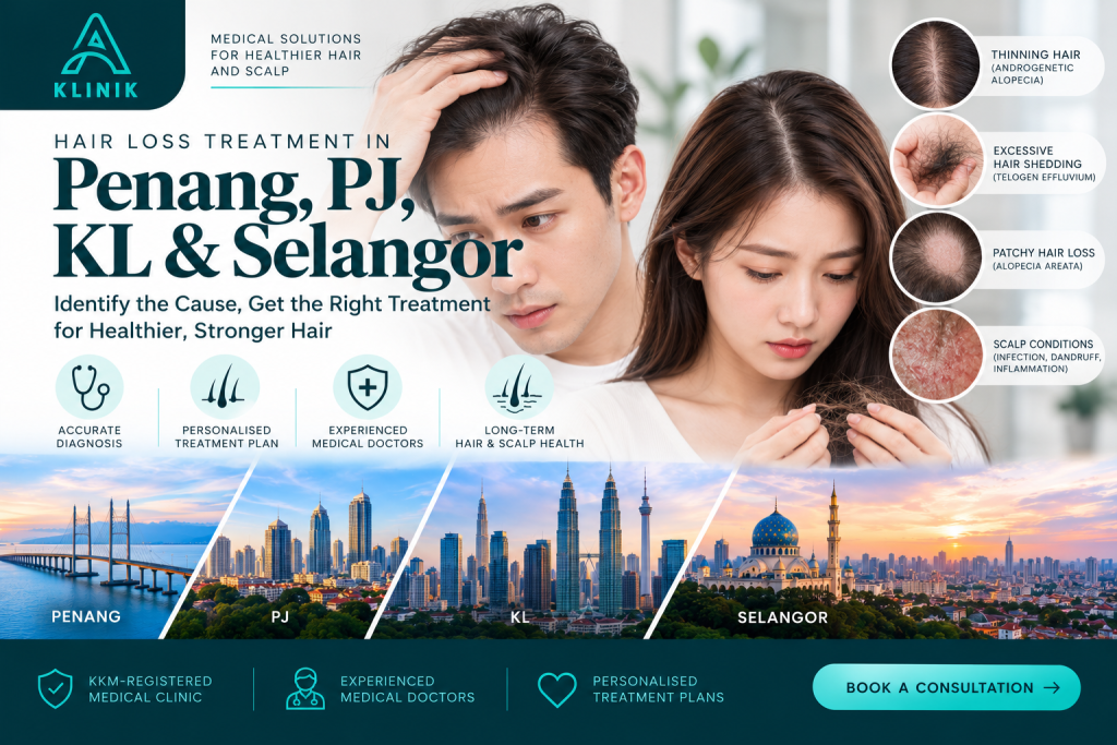 Hair loss treatment in Penang, PJ, KL & Selangor at A Klinik Medical