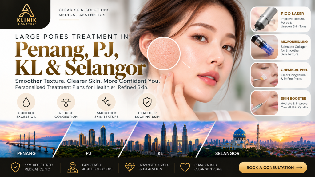 Large pores treatment in Penang, PJ, KL & Selangor at A Klinik Signature