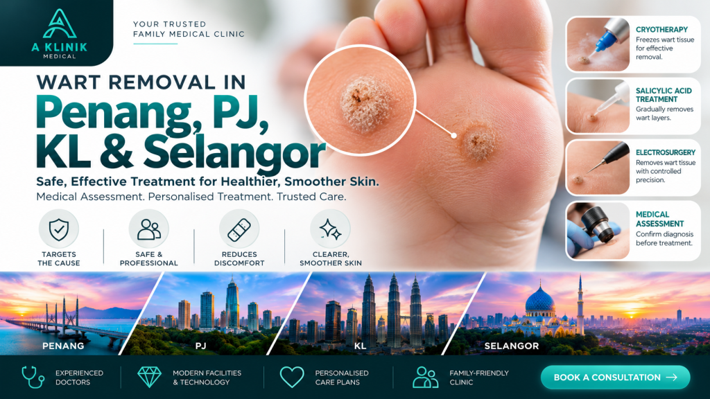 Wart removal in Penang, PJ, KL & Selangor at A Klinik Medical